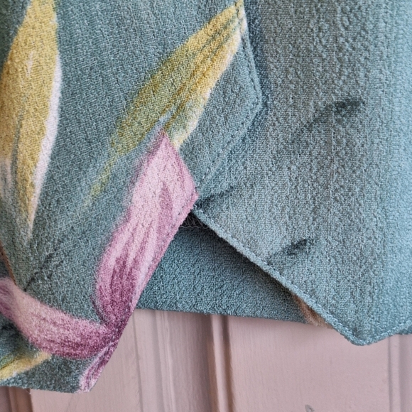 Alfred Dunner Blouse Plus Sz18 Sea Grn Short Sleeve Floral Button Front Washable - Picture 10 of 11